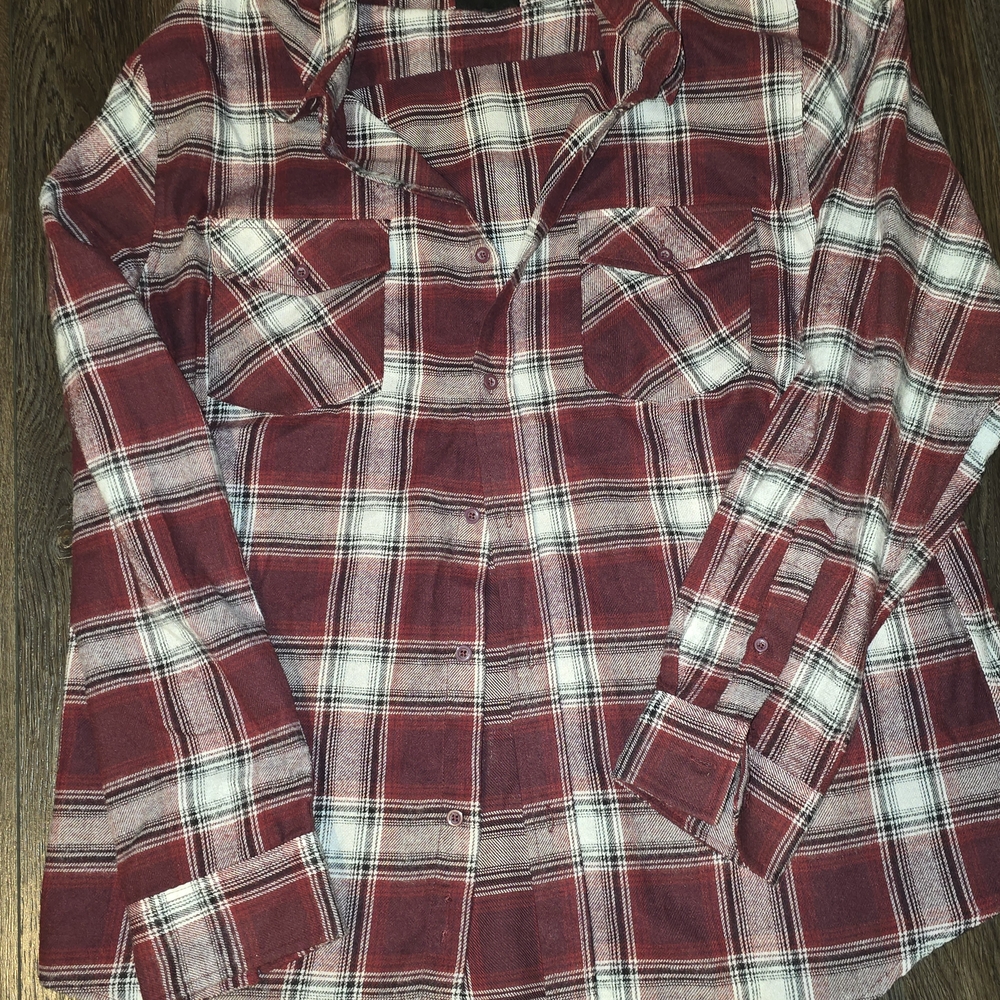RSQ Red and White Plaid Shirt